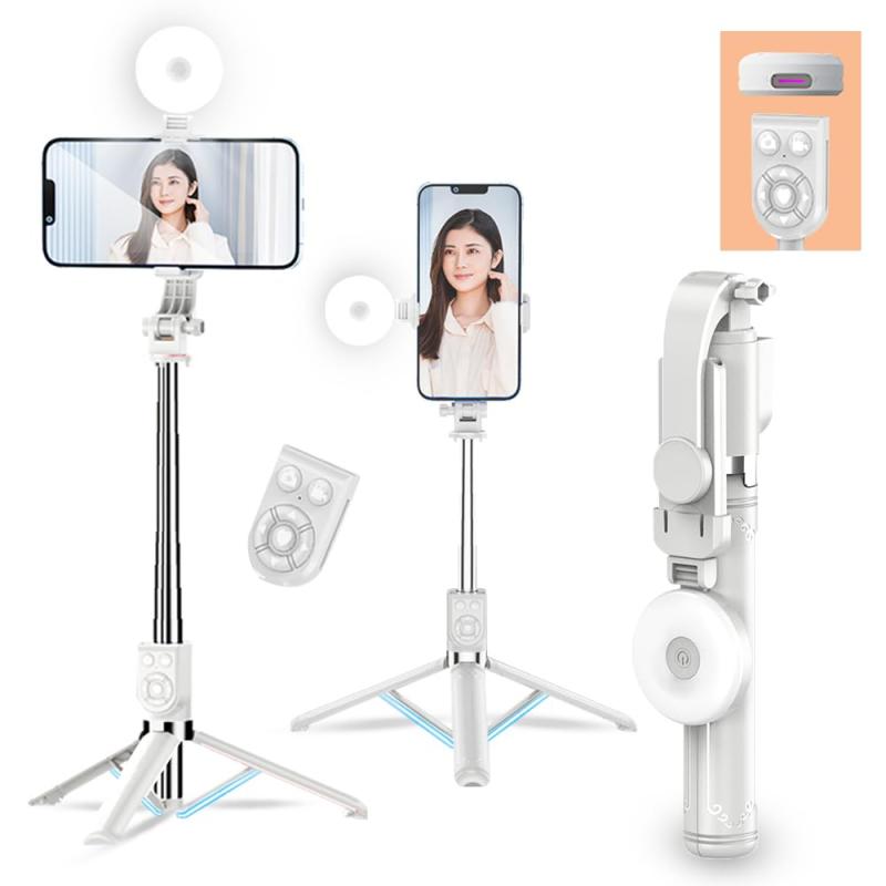 自撮り棒 スマホスタンド 三脚 LEDライト リモコン両方を充電できます リモコン上下左右にページをめくったりできる iphone & android対応 セルカ棒 iphone 自撮り棒 三脚 卓上 軽量 140cm＆9段階