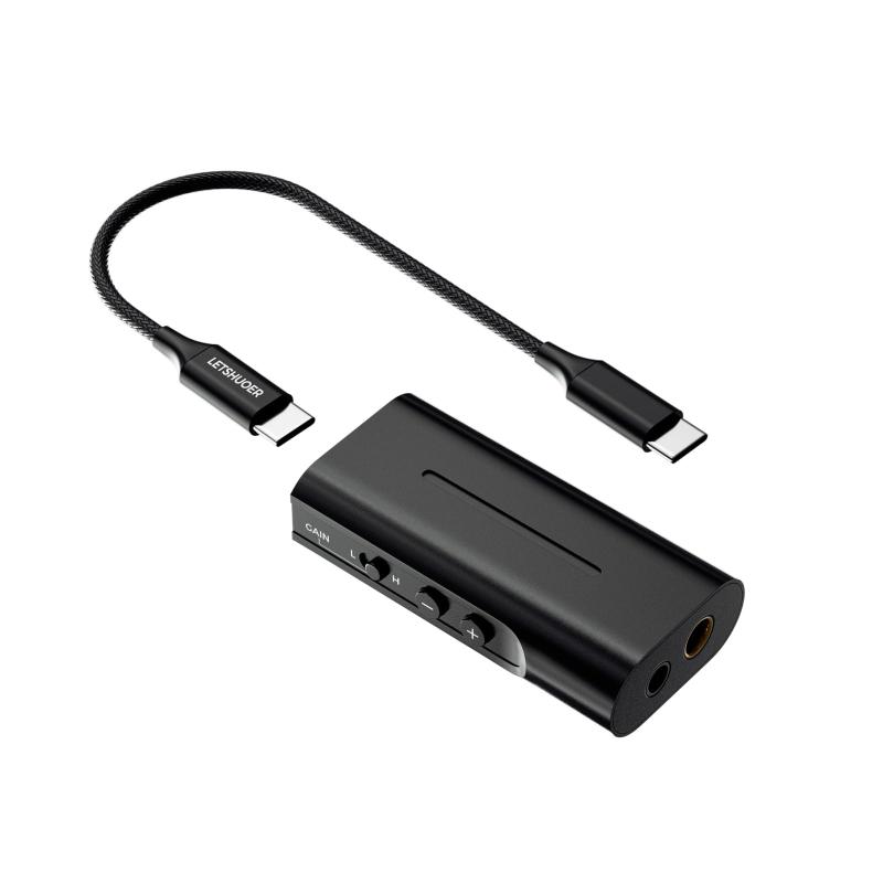 TOMstoreのLETSHUOER DT03ポータブルUSB DACアンプ/3.5mm・4.4mm接続/DSD256 /32bit/384Khz/ハイレゾ対応/Hi-Res認証/アルミニウム合金材質/スマートフォン/PC/ノートパソコン/タブレット/プレイヤー用｜アングル2