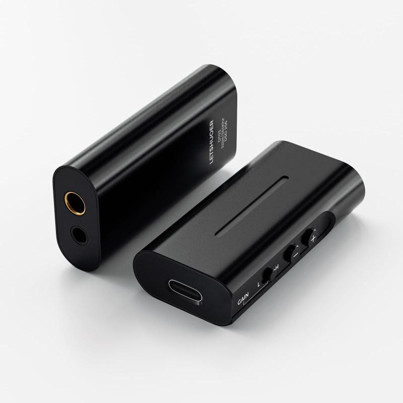 TOMstoreのLETSHUOER DT03ポータブルUSB DACアンプ/3.5mm・4.4mm接続/DSD256 /32bit/384Khz/ハイレゾ対応/Hi-Res認証/アルミニウム合金材質/スマートフォン/PC/ノートパソコン/タブレット/プレイヤー用｜アングル3
