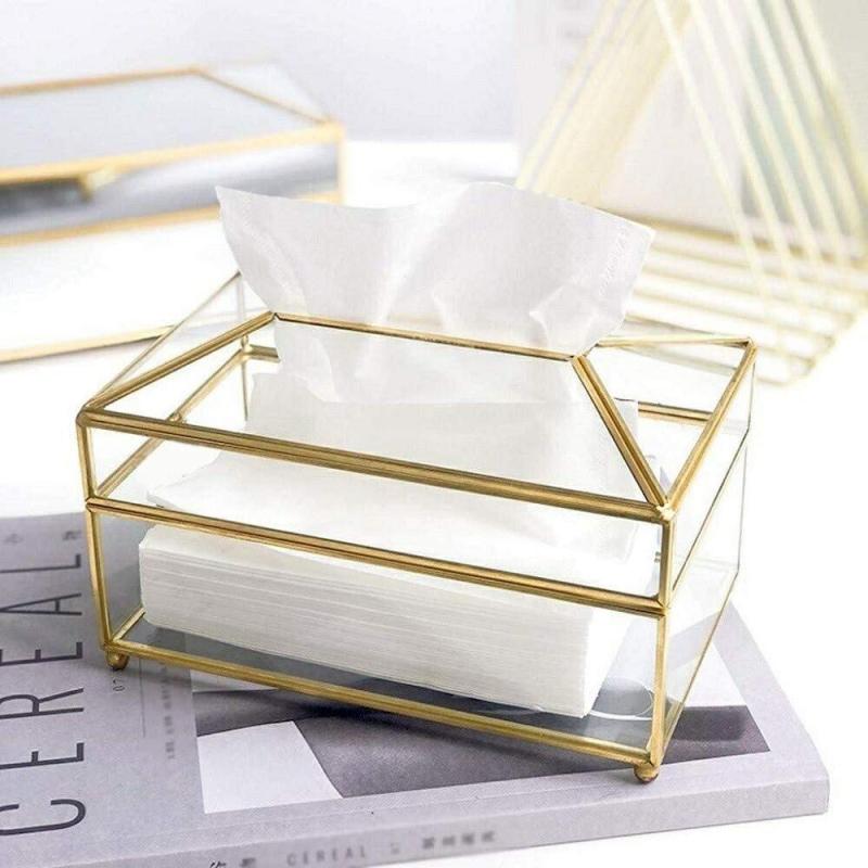 ティッシュボックス クリア ゴールド 上品 キラキラ 豪華 ゴージャス 店舗 ホテル ガラス調 アンティーク調 ペーパー ティッシュ ボックス ティッシュケース 高級 ホルダー クリスタル 北欧 [2]