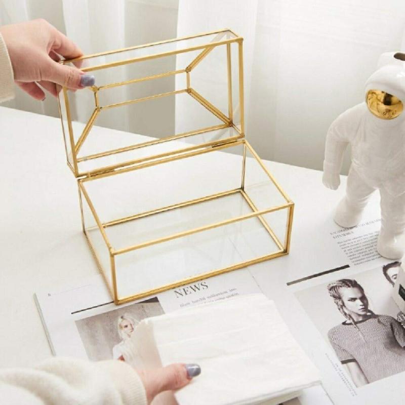 ティッシュボックス クリア ゴールド 上品 キラキラ 豪華 ゴージャス 店舗 ホテル ガラス調 アンティーク調 ペーパー ティッシュ ボックス ティッシュケース 高級 ホルダー クリスタル 北欧 [3]