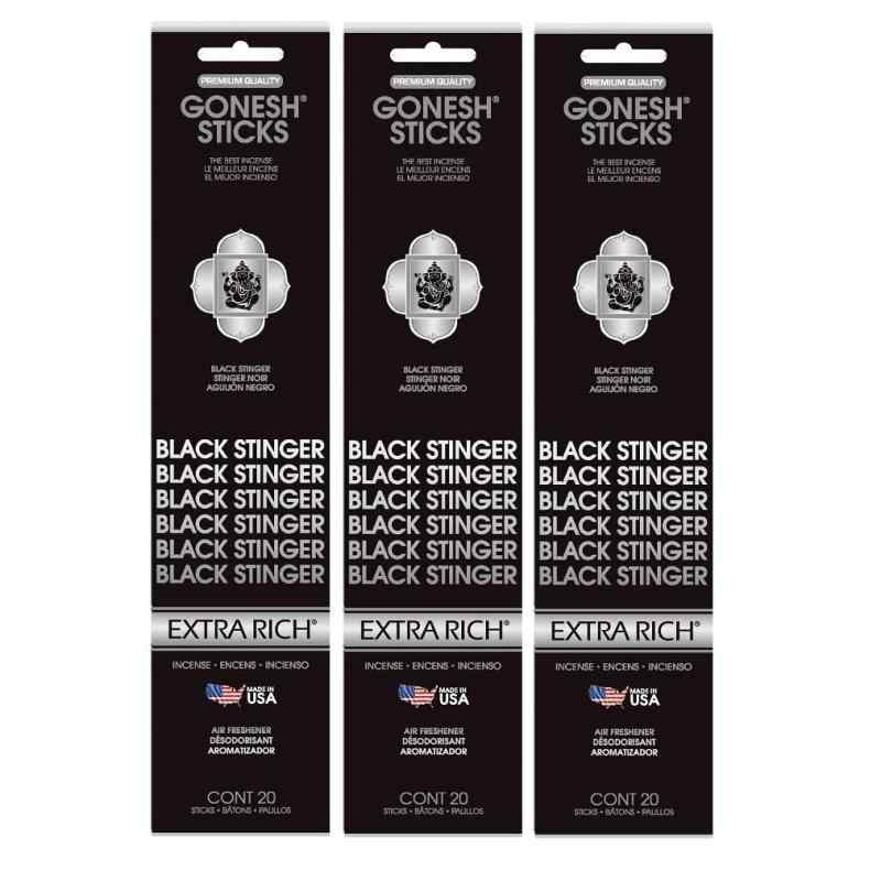 GONESH インセンススティック BLACK STINGER ブラックスティンガー3パック60本組