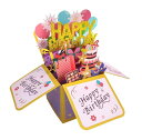 面白いハッピーバースデーポップアップカード 大人と子供用の甘い3D誕生日ギフトボックス 封筒付き ユニークなハンドメイド折りたたみ式お祝いカード 娘 息子 お母...