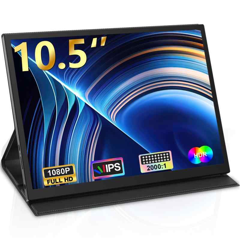 Alichome モバイルモニター 10.5インチ FHD 1080P 小型モニター 光沢IPS 178°視野 ポータブルモニタ 100%sRGB広色域 3:2サブモニタ 小型ディスプレイ USB Type-C/mini HDMI接続可 PS4/5/XB
