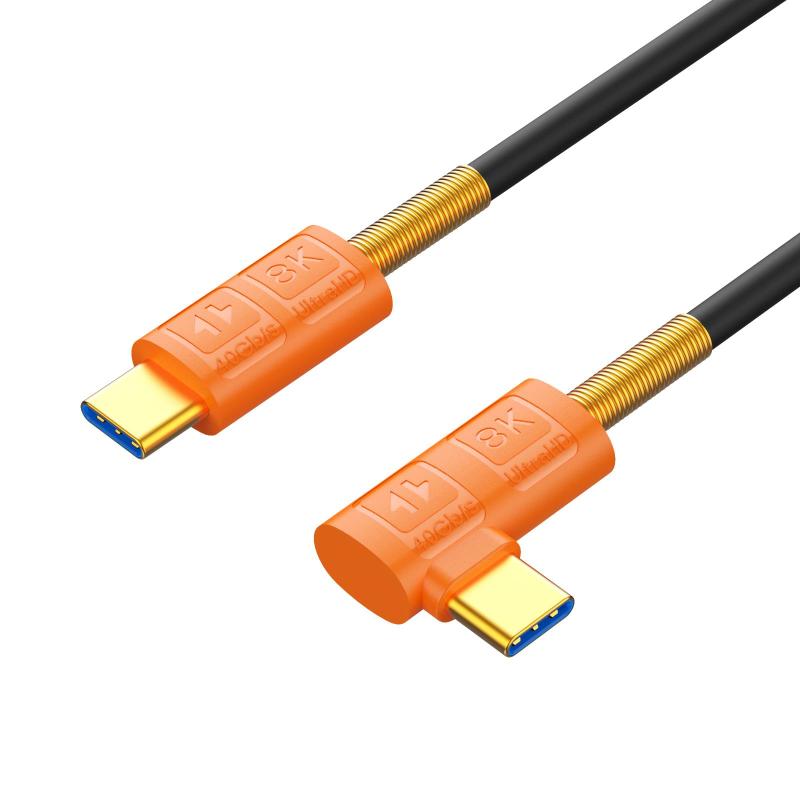 L字型 240W USB C Thunderbolt 4/3充電ケーブル、シリコンUSB Type C to USB Cオス変換ケーブル柔らかいサポート8K/6K@60Hz、40Gbpsデータ転送、240W PD急速充電対応 iPhone15Pro, MacBook, iPad, ラップトップ, Del40Gbpsの高速転送をサポート、L字型USB C Thunderbolt 4/3充電ケーブルは理論上の最大転送速度40Gbps、Thunderbolt 4ケーブルと互換性があり、2.5Gbpsのファイルを1秒で転送できます（実際の転送速度はリード2.8GB/s、ライト2.1GB/sまで）。 注：実際の最終データ転送速度は、ホストおよびデバイスのサポートに依存します。L型USB C to USB Cオス変換ケーブル最大240W（48V/5A）の電力をサポートするUSB Type-C デュアルヘッド急速充電ケーブルは、急速充電に完全に対応しており、携帯電話やアクセサリーからゲーミングノートPCまで、ほぼすべてのUSB-Cデバイスを充電できます。L字USB C ケーブル柔らかい最大8K/6Kモニター、または2台の4Kモニターにディスプレイ・ビデオ・コンテンツを接続するための8K UHDビデオをサポート。 (デュアルモニターには2本の接続ケーブルが必要です）。 また、ドッキングステーションやノートパソコンをモニターに接続することも可能です。240W タイプc ケーブル 短いシリコーンケーブルはシリコーン材料で作られており、シリコーン材料の利点は、非常に良好な耐熱性と耐寒性、良好な互換性、優れた柔らかさと良好な感触であり、高い抵抗率を持っており、その抵抗値の温度と周波数範囲の広い範囲では、まだ安定していることができ、-60℃〜+200℃の範囲のシリコーンケーブルの動作温度範囲は、この範囲ではまだ良好な弾性を有し、高温、低温、湿気や腐食性などの過酷な環境で使用することができます。 高温、低温、湿気、腐食および他の粗い環境で使用することができ、非常によい耐熱性および耐寒性を有する。USB C ケーブル 短い 急速 USB Type-Cポートを持つすべてのデジタル機器に 例えiPhone 15/Plus/Pro/Pro Max、MacBook Air/Pro M1 M2 2022/2021/2020、MacBook Pro Intel 2019/2018/2017、サムスンGalaxy S23/S22/S21/S20 Ultra、Note20/10、Galaxy Tab S9/S8/S8+/S7/S7+、Surface Go 1/2/3、Surface Pro X/7/8に対応
