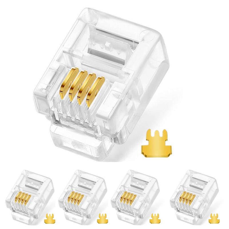 樂天商城 - 100個セット モジュラープラグ モジュラケーブル RJ11プラグ コネクタ RJ11 モジュラーコネクタ モジュラー コネクタ 電話ケーブル用 プラスチック製 金メッキ 6極4芯 6P4C受話器カールコード用