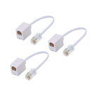 RJ45‐RJ11変換コネクタ イーサネットアダプター RJ45-RJ11変換アダプタ M/Fケーブル イーサネットRJ45 オス to 電話RJ11メス 8極8芯-6極4芯（3個 ホワイト）