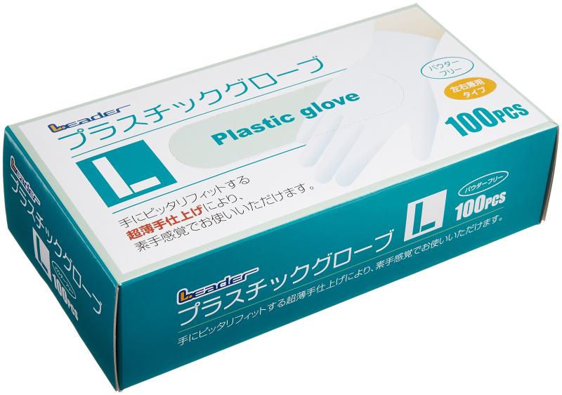 リーダー プラスチックグローブ Lサイズ 100枚入 784493