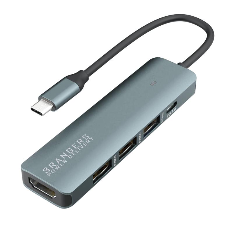 ꥢ3RANGERS POWER DELIVERY USB Type-C HDMI 4K DisplayPort Alt Modeб USB Hub 2.0 x2 3.0 x1 Power Delivery 100W TypeC Windows Mac OS б SD-UCHHPD1