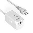 電源タップ 1.5m 延長コード USB コンセント 3個AC口 1個USB-Cポート 2個USB-Aポート 小型軽量 コンセントタップ 蛸足コンセント スイッチ付き テーブルタップ たこ足配線 スイングプラグ マ
