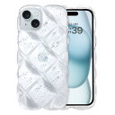iPhone15 ケース クリア ウェーブ 菱形バック いphone 15 透明 うねうね スマホケース TPU キラキラ 菱形 凸凹 アルミ箔シルバー 可愛い 韓国 人気 耐衝撃 超軽量 おしゃれ バンパー ストラッ