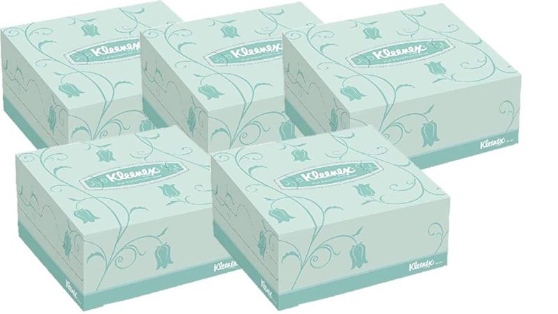 クリネックス ティシュ 1/2カット2枚重ね 100組(200枚)x5個セット