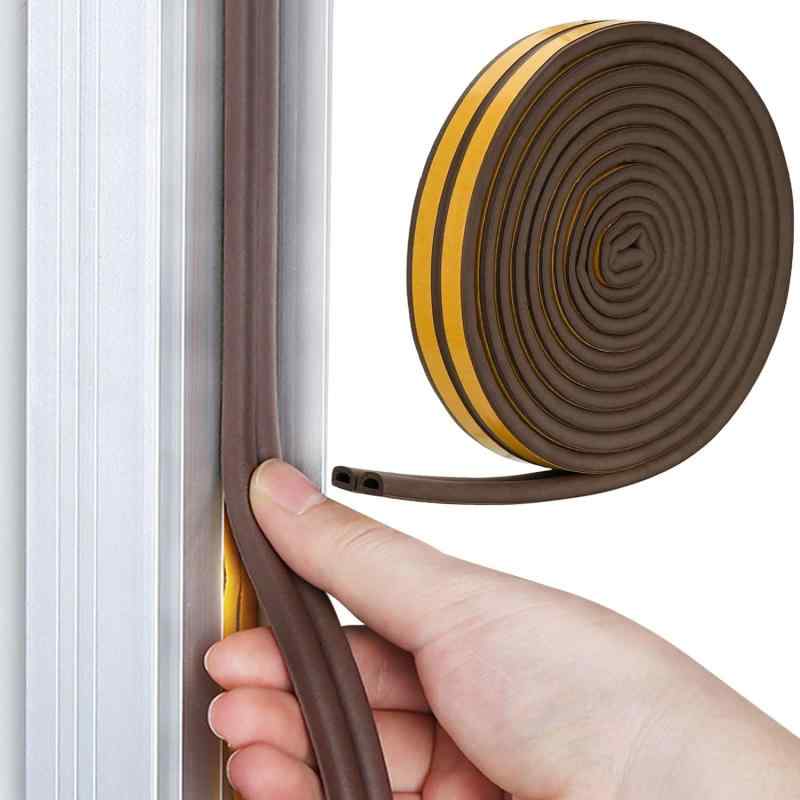 隙間テープ 防音テープ 全長6m ドア 防音 隙間 テープ 窓 隙間テープ ドア 隙間 防音 防寒 防虫 花粉対策 D型 防風 空調効率向上 (ブラウン)