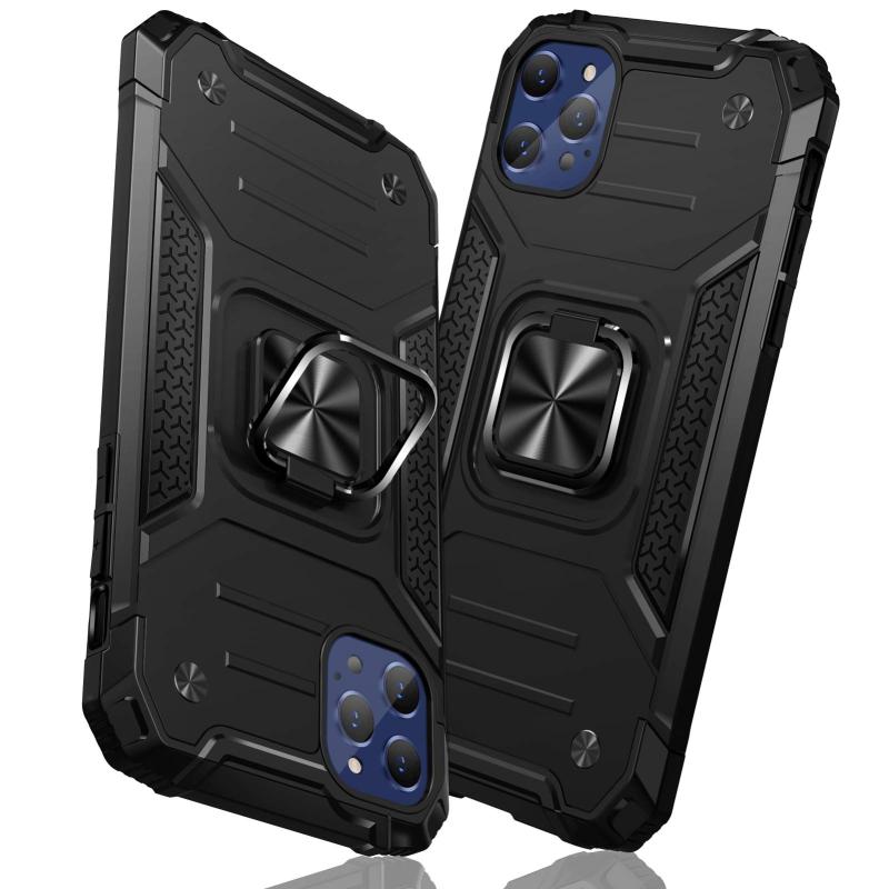 Rakuten - iPhone 12 用ケース/iPhone 12 Pro 用ケース リング 衝撃吸収 耐衝撃 TPU+PCバンパー 二重構造 米軍MIL規格 全面保護カバー 滑り防止 車載ホルダー対応 擦り傷防止 滑り止め 軽量 薄型 アイフォ