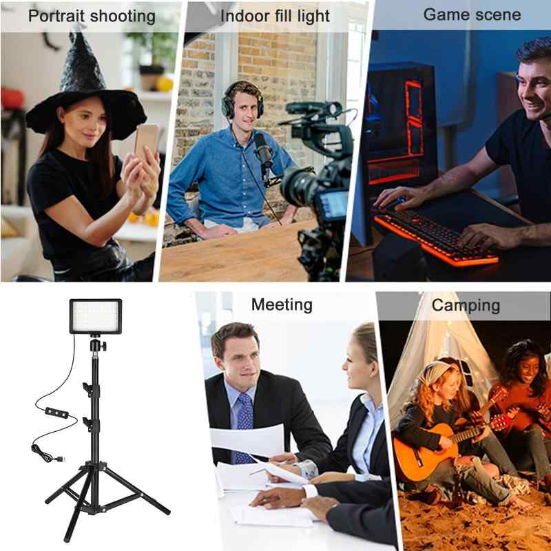 LEDフォトライトビデオライト、 USBビデオライト フォトスタジオ、YouTube、TikTok、ビデオ録画、ゲームストリーミング用の連続光撮影