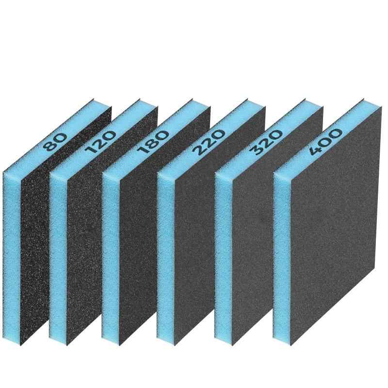 6 個セット サンディング スポンジ, 120mm×100mm 80 120 180 220 320 400番 サンディングブロック, サンドスポンジ キッチンの掃除シンク 木工DIY作業 金属 研磨 (ブルー, 120mm×100mm)(3.0)