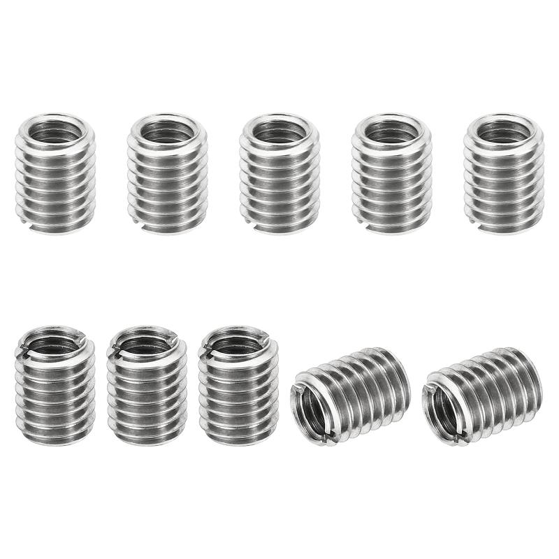 樂天商城 - インサートナット M6→M8オス 長さ10mm 10個セット 303ステンレス 割溝タイプ ねじ変換アダプター 埋め込みナット シルバー