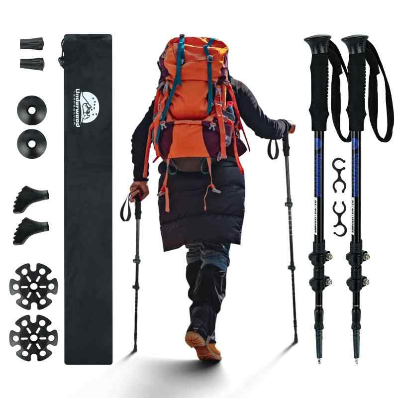 UnderwoodAggregator トレッキングポール 登山ストック - 超軽量 アルミ製 アンチショック機能付きウォ..