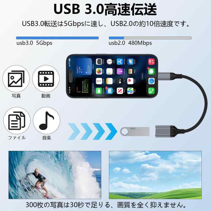 USB C 変換 アダプタ Type-C 変換アダプタ タイプC USB3.0メス OTG ケーブル 高速転送 Android スマートフォン タブレット Phone 17 16 15 Pro Max MacBook Pro USBホストケーブル Typ