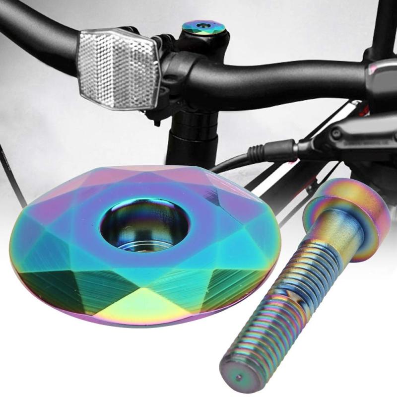 TOMstoreのステムキャップ 自転車用ヘッドセットキャップ ヘッドキャップ 28.6mm C加工 精密制作 高強度 アルミニウム合金 スチール製ねじ 取り付け簡単 おしゃれ 電着カラー ロードバイク クロスバ｜アングル3