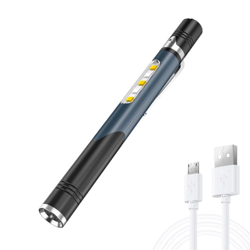 懐中電灯 ペン型ライト XPG+LED USB充電式 4種類の照射モード IPX4 防水 小型 軽量 ペンライトクリップ付き 携帯便利 アウトドア キャンプ ・ 防災・ 停電対策・散歩・ 点検などに適用