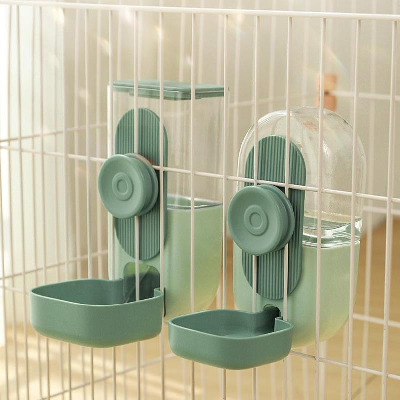 自動給餌器 給水器 2個セット 0.8L/0.87L 蓋付き 大容量 水飲み器 自動餌やり機 ケージ 取付 重力式 固定 工具不要 短期出張 留守番 小..