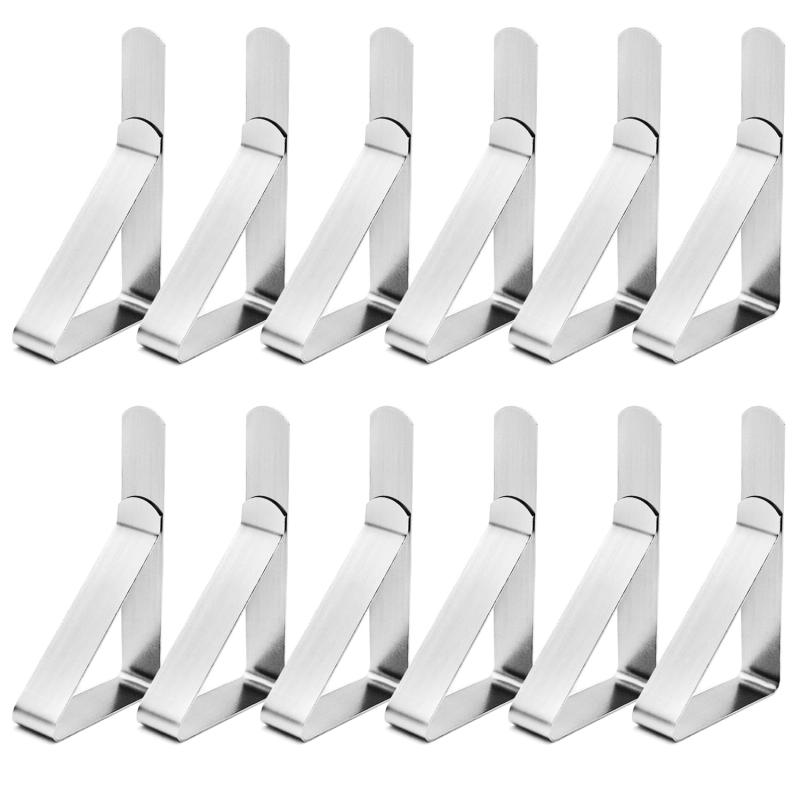 のテーブルクロスクリップ12個入り。ピクニックテーブルクリップ、柔軟性のあるステンレススチール製テーブルクロスカバークランプ。テーブルクロスホルダー。ピクニック、マー