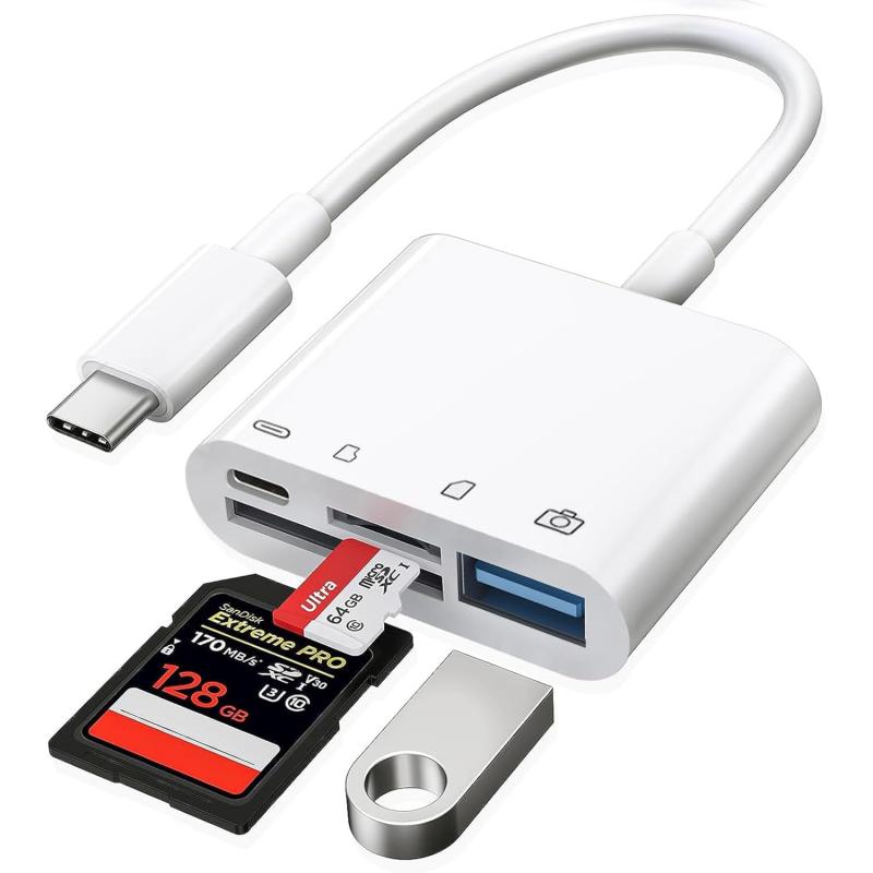 4in1 SDカードリーダー Type-C カードリーダー USB/Type-C/SD/TF 変換アダプタ OTG機能 読み書き同時 ..