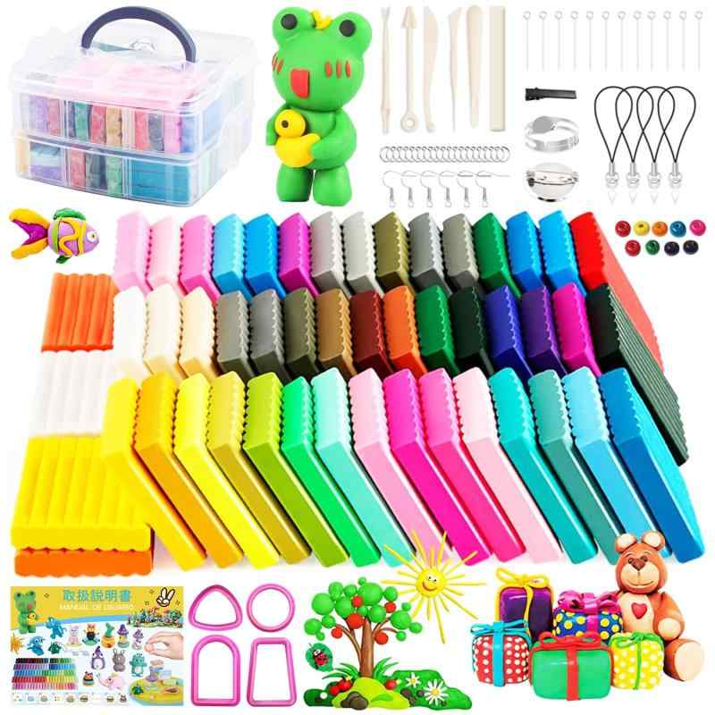 オーブン粘土 ポリマークレイ 60色セット ポリマー粘土キット 粘土ツール アクセサリー 収納ケース付き オーブン焼き 安全 DIY ハンドメイド 手芸クラフト...