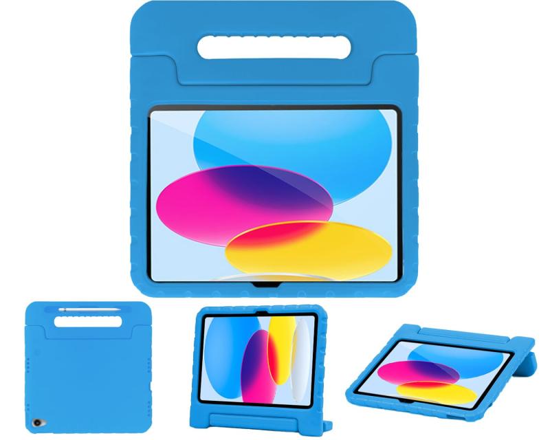 iPad 11世代 ケース iPad 10世代 2025 11インチ 2022 10.9インチ 子ども用 キッズ 耐衝撃 軽量 スタンド機能 EVA ペン収納 ペンホルダー ハンドル付き 保護 カバー (ブル-)