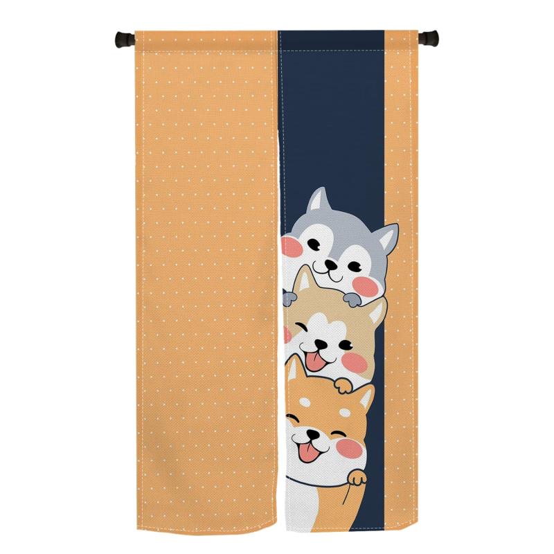 暖簾 可愛い動物柄 犬ちゃん dog シンプル風 幅85cm丈150cm インテリア 出入り口 目隠し おしゃれ すだれ 遮光 部屋 間仕切りカーテン 門カーテン ポリエステル製 オーダー可 簡単取付
