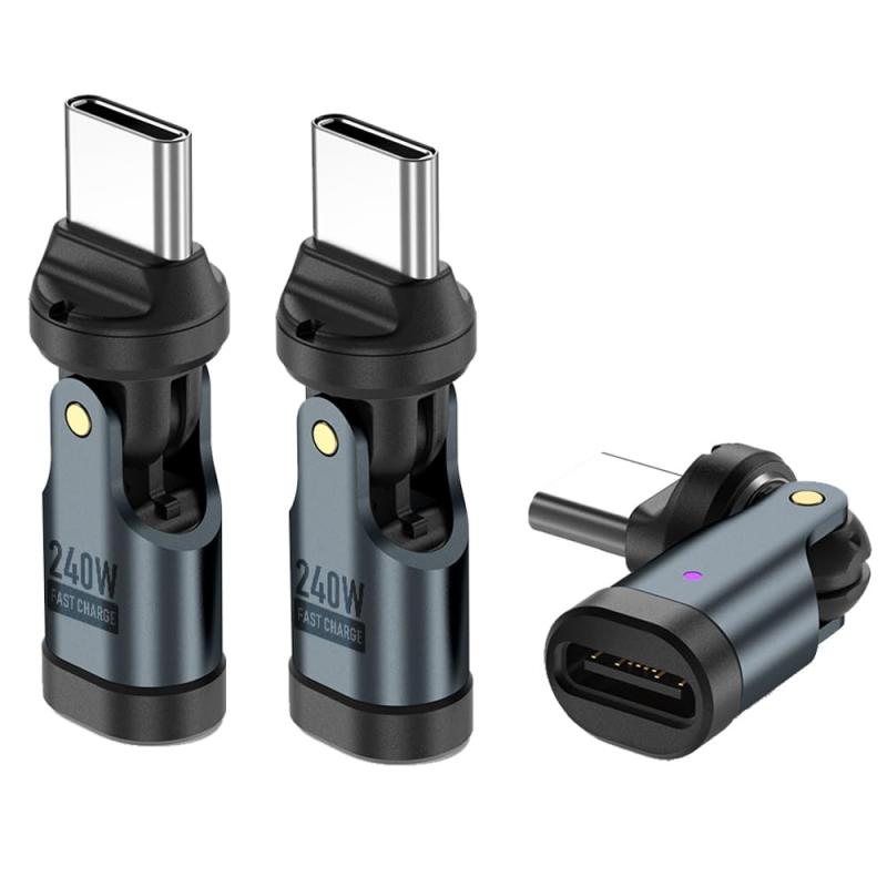 USB-C 変換アダプタ PD240W 540°回転可【3個セット ブラック】タイプC 変換アダプタ 急速充電可 データ転送可 片MacBook Pro/Phone15/15 Pro/Galaxy/Google Pixel対応