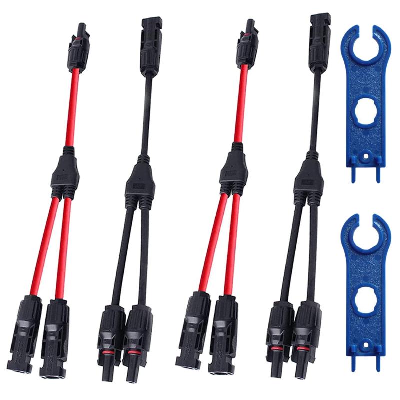 乐天商城 - 2組 4 コネクター(Y字型) ソーラーパネル専用 MMF + FFM ブランチ Y型並列4コネクター コネクター ソーラーパネル 接続ケーブル用 (オス・メス) コネクタ 取り付けレンチ 2本