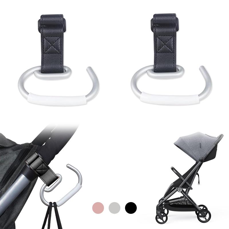 ベビーカーフック マルチフック バギーフック マジックテープ式 耐荷重15kg 荷物かけ 滑り止め マザーズバッグ ベビーカー フック 荷物フック おしゃれ アルミ合金 合皮 高耐久 使いや
