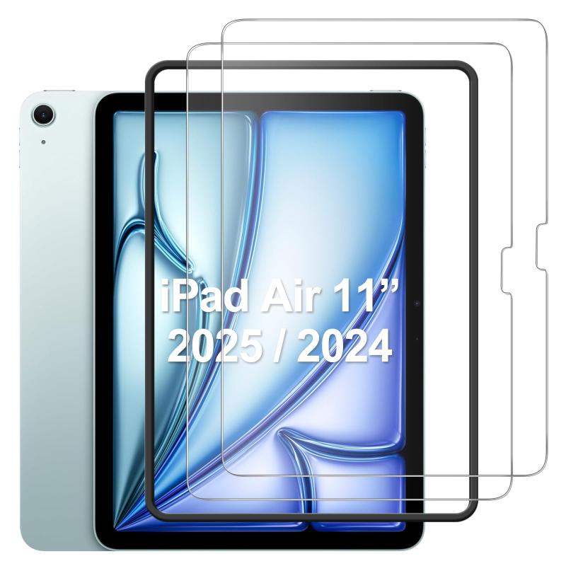 【2枚セット】強化 ガラス iPad Air 11インチ (M2) 用 (2024) 保護 フイルム 傷防止 ガイド枠付き ガラスフィルム