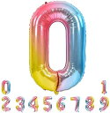数字 バルーン ナンバー バルーン アルミ風船 40インチ 大きい 誕生日 ハッピーバースデー 飾り付け ウェディング 記念日 パーティー 約90cm (0, カラフル)(3)