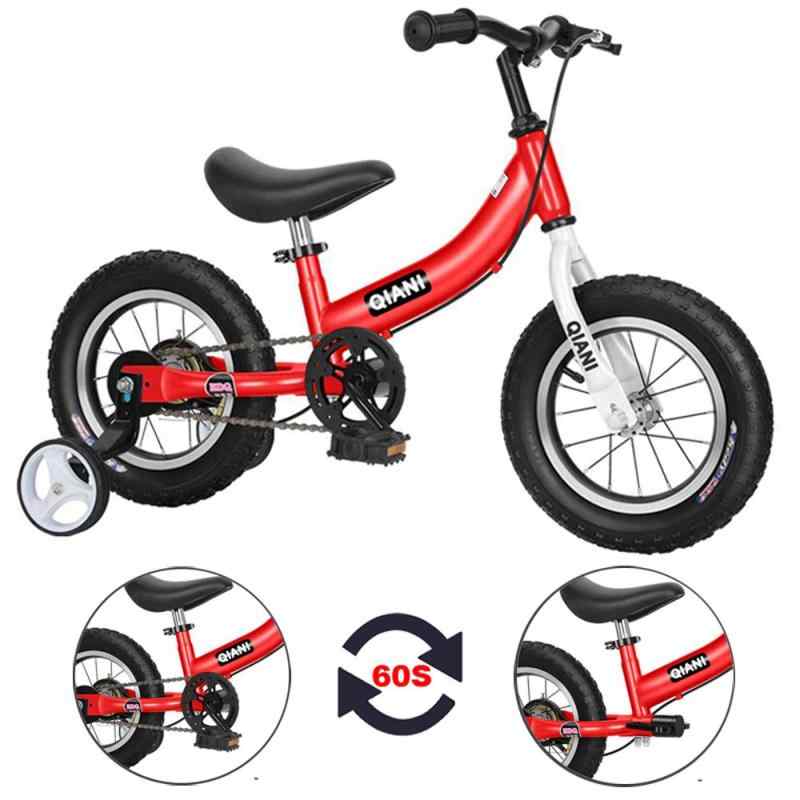 Qiani ペダルなし自転車 子供用自転車 キックバイク 2-in-1 2 3 4 5 6 7歳の男の子女の子適し12 14 16インチ ペダルとハンドブレーキ付き 青赤ピンク 1