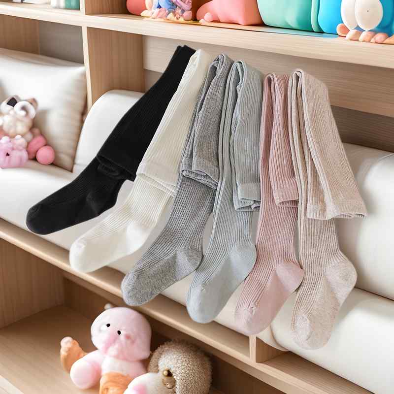 靴下 キッズ 女の子 子供用 タイツ スパッツ 春秋 綿 混 無地 S M L XL 2XL 3XL アイボリー ピンク系 ..