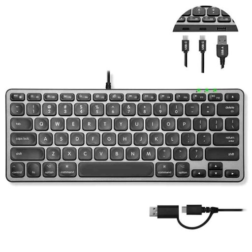 MACALLY 小型キーボード Mac用 USBハブ付き (USB-C2個 / USB-A1個) 3ポート付き 有線 2 in 1 USB C+A プラグ コンパクト テンキー無し MacBook Pro/Air,Mac Mini, iMac のスペース MACALLY 小型キーボード Mac用 USBハブ付き (USB-C2個 / USB-A1個) 3ポート付き 有線 2 in 1 USB C+A プラグ コンパクト テンキー無し MacBook Pro/Air,Mac Mini, iMac のスペース