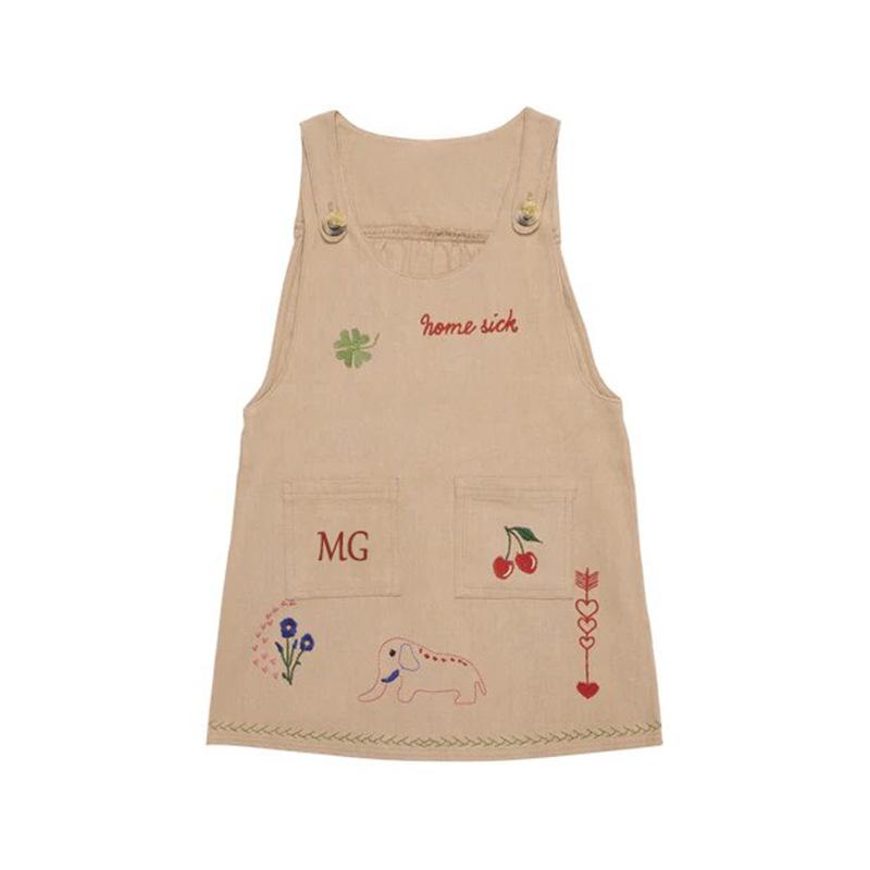 ワンピース キッズ 背中開きワンピース 春夏 子供服 Aラインワンピース チュニック 亜麻 リネン Aクラ..