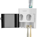 Linkidea 歯ブラシホルダー 歯磨き粉絞り器 2 個付き 4 スロット歯ブラシハンガー 壁取り付け式歯磨き粉ディスペンサー シャワー バスルーム用 オーラルB クロスアクション、コルゲート エク
