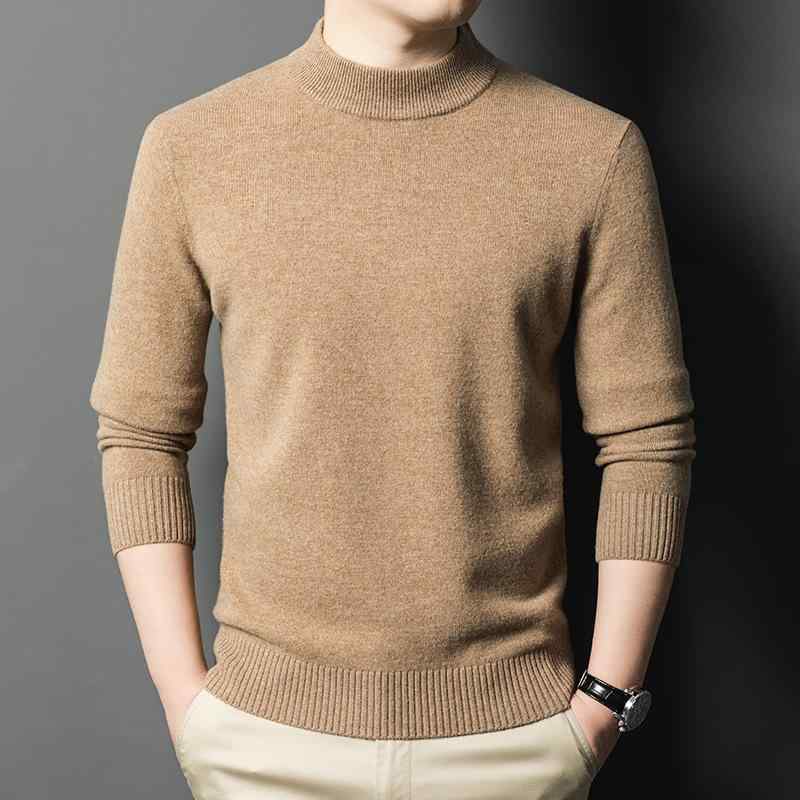 セーター メンズ 男性用 ウール100% ニット プルオーバー 厚手 無地 ハーフハイネック トップス 秋冬 高弾性 防しわ加工 暖かい あったか 杢調 ニュアンスカラー ビジネス 紳士服