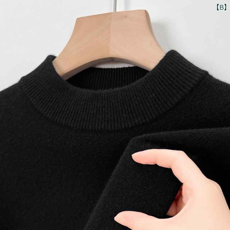 セーター メンズ 男性用 ウール100% ニット プルオーバー 厚手 無地 ハーフハイネック トップス 秋冬 高弾性 防しわ加工 暖かい あったか 杢調 ニュアンスカラー ビジネス 紳士服