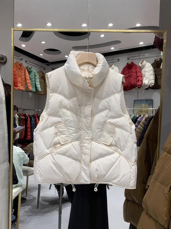 ダウンベスト レディース ショート丈 ライトアウター 防寒 あったか ポリエステル 無地 カジュアル 秋冬 ブラック アイボリー コーヒー