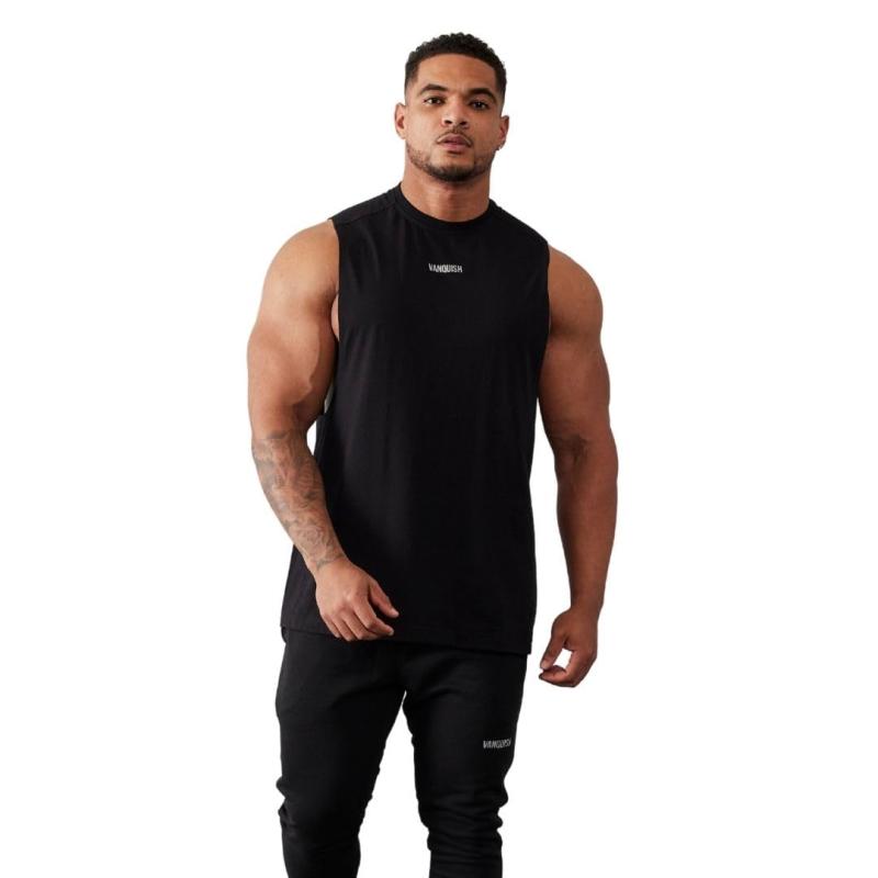 [Vanquish Fitness] @LbVtBbglX ESSENTIAL OVERSIZED SLEEVELESS T SHIRT Y m[X[u TVc ؃g g[jO