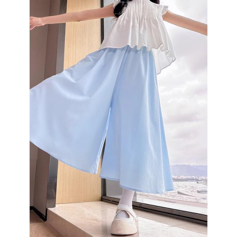 子供服 パンツ 女の子 ワイドレッグパンツ スカート付きパンツ 春夏 ポリエステル 高学年 女児 ガール..