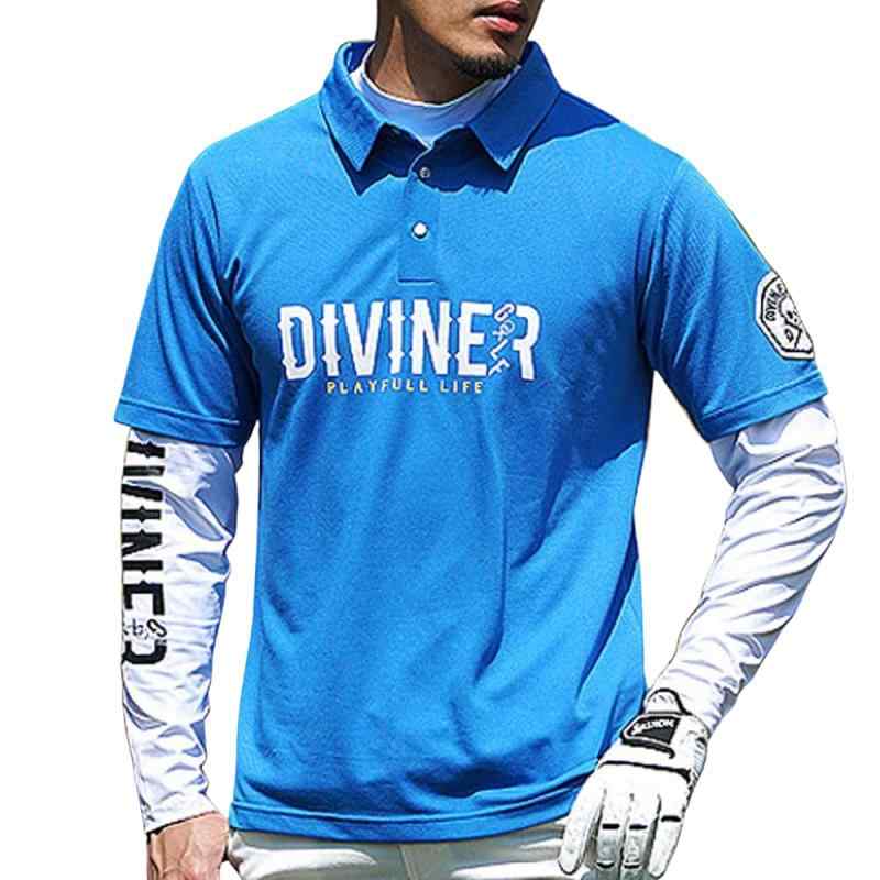 楽天トミーショップ 楽天市場店[DIVINER GOLF] 半袖ポロシャツ メンズ ゴルフウェア フロントロゴ スポーツウェア ポロ 夏服 ストレッチ素材 薄手