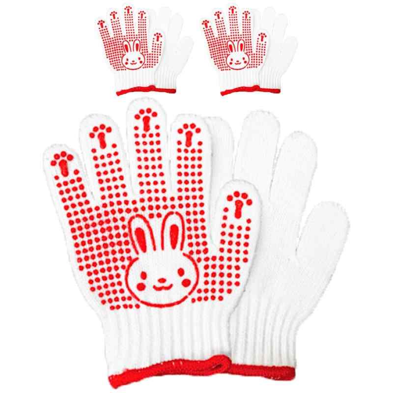 子供用 軍手【2双組】すべり止め付 うさぎさん／ライオンさん 園児〜小学生 低学年 芋掘り キャンプ アウトドア(うさぎ)のサムネイル