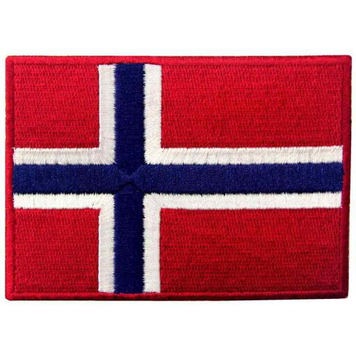 ノルウェー 国旗 紋章 ノルウェー語 アップリケ 刺繍入りアイロン貼り付け/縫い付けワッペン ノルウェー 国旗 紋章 ノルウェー語 アップリケ 刺繍入りアイロン貼り付け/縫い付けワッペン