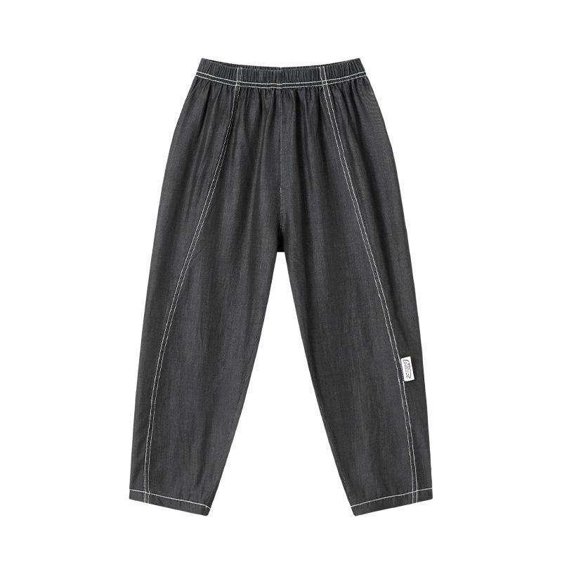 子供用パンツ 男の子 ズボン デニム風 レーヨン 接触冷感 涼しい 薄手 無地 中厚地 ウエストゴム カジ..